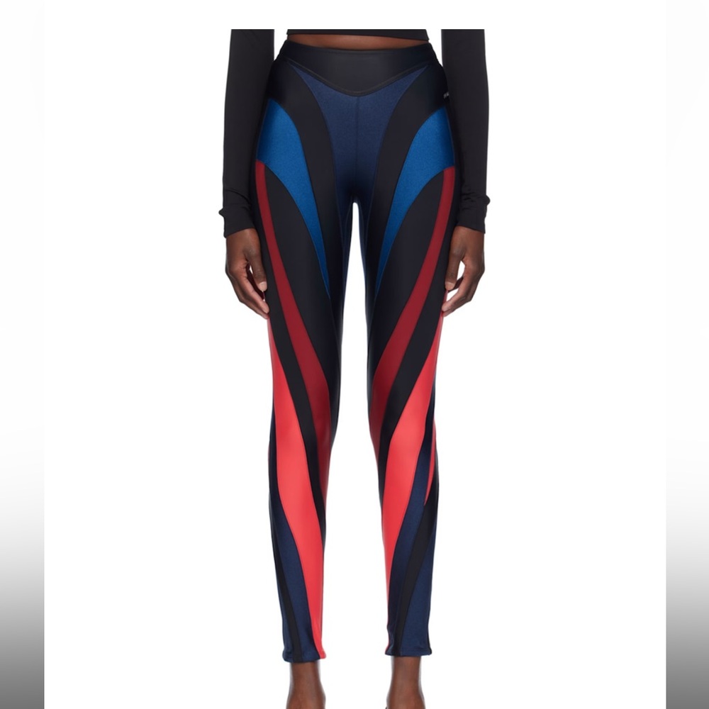 MUGLER multi-color spiral leggings
